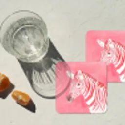 Zebra - Pink - Verf onderzetter kurk middel -sfeer4