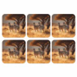 Zebra's - Savannelandschap - Gras onderzetter kurk middel -3d