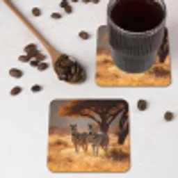 Zebra's - Savannelandschap - Gras onderzetter kurk middel -sfeer2