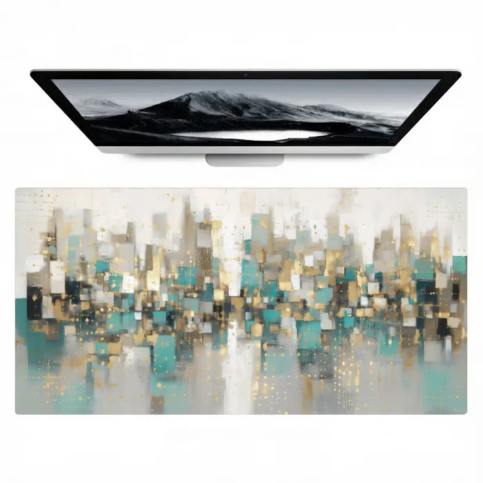 Abstract - Blokken - Goud - Skyline Muismat XXL klein -zzz3d
