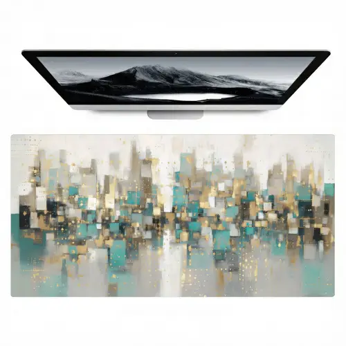 Abstract - Blokken - Goud - Skyline Muismat XXL klein -zzz3d