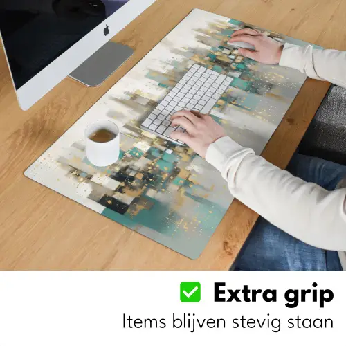 Abstract - Blokken - Goud - Skyline Muismat XXL klein -sfeer3