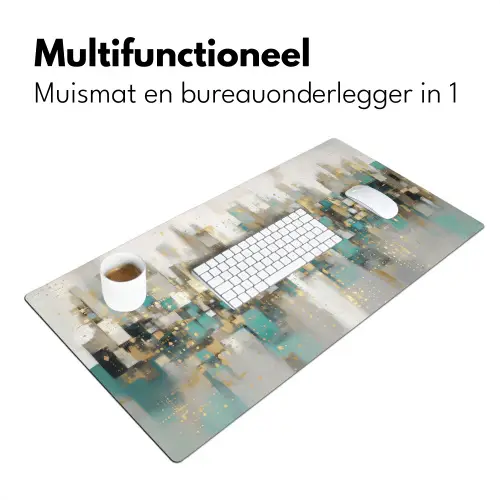 Abstract - Blokken - Goud - Skyline Muismat XXL klein -sfeer4
