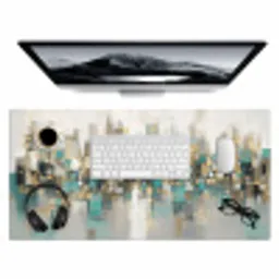 Abstract - Blokken - Goud - Skyline Muismat XXL klein -3d