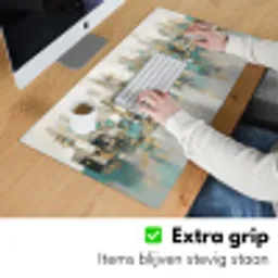 Abstract - Blokken - Goud - Skyline Muismat XXL klein -sfeer3