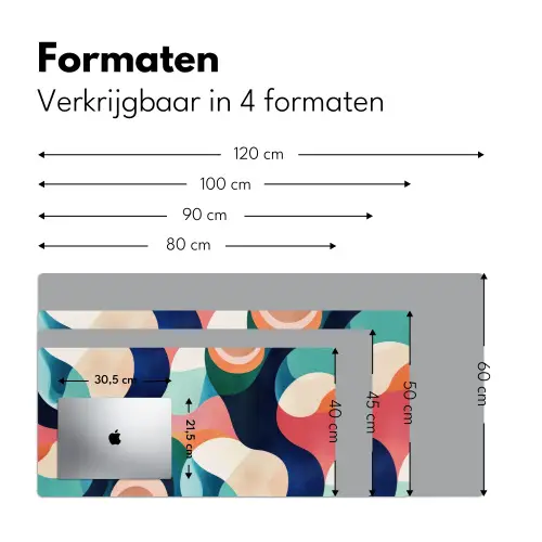 Abstract - Blauw - Roze Muismat XXL klein -sfeer5