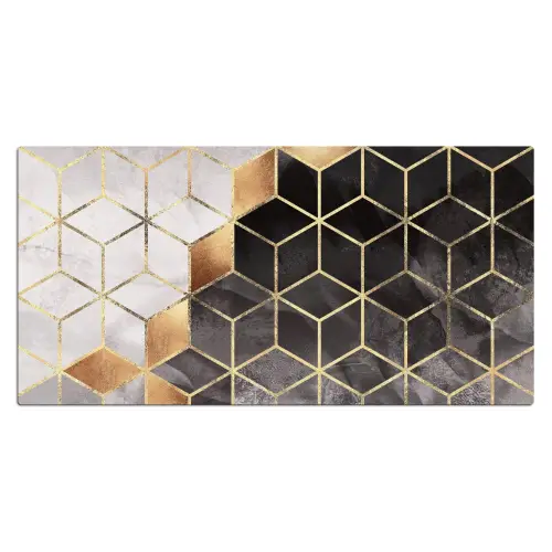Abstract - Kubus - Goud - Patronen - Zwart - Wit Muismat XXL klein -3d_leeg