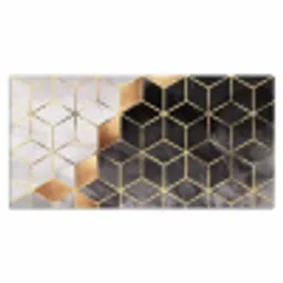 Abstract - Kubus - Goud - Patronen - Zwart - Wit Muismat XXL klein -3d_leeg