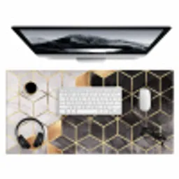 Abstract - Kubus - Goud - Patronen - Zwart - Wit Muismat XXL klein -3d