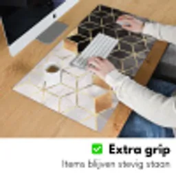 Abstract - Kubus - Goud - Patronen - Zwart - Wit Muismat XXL klein -sfeer3