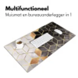 Abstract - Kubus - Goud - Patronen - Zwart - Wit Muismat XXL klein -sfeer4