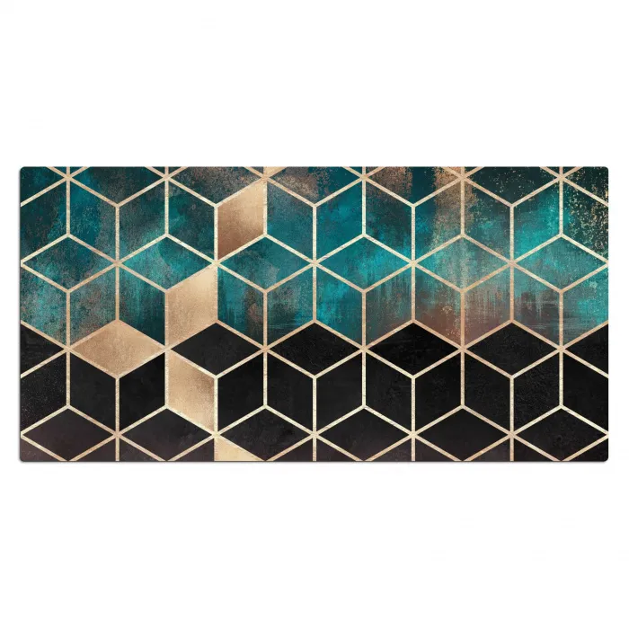 Abstract - Kubus - Goud - Patronen - Luxe Muismat XXL klein -3d_leeg