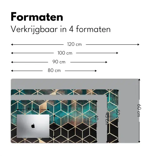 Abstract - Kubus - Goud - Patronen - Luxe Muismat XXL klein -sfeer5