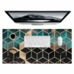 Abstract - Kubus - Goud - Patronen - Luxe Muismat XXL klein -3d