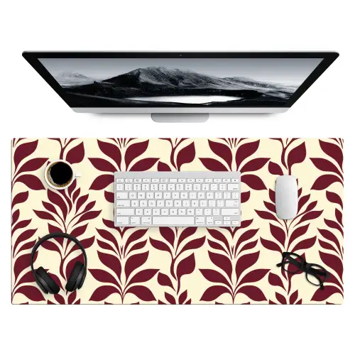 Abstract - Bladeren - Burgundy Muismat XXL klein 681 -3d