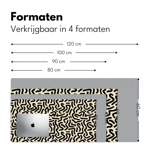 Abstract - Lijnen - Zwart Muismat XXL klein 681 -sfeer5