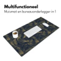 Abstract - Lijnen - Blauw - Goud Muismat XXL klein 681 -sfeer4