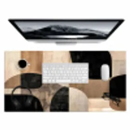Abstract - Vlakken - Zwart - Rond Muismat XXL klein -3d
