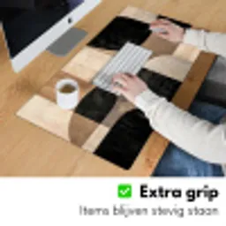 Abstract - Vlakken - Zwart - Rond Muismat XXL klein -sfeer3