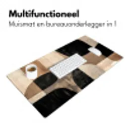 Abstract - Vlakken - Zwart - Rond Muismat XXL klein -sfeer4