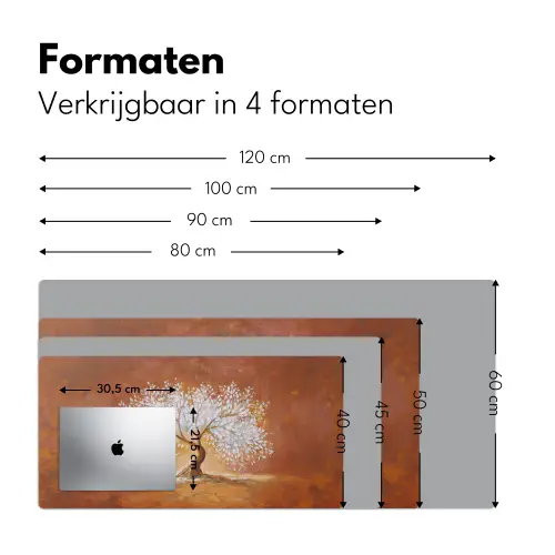 Abstract - Boom - Wit - Bladeren Muismat XXL klein -sfeer5