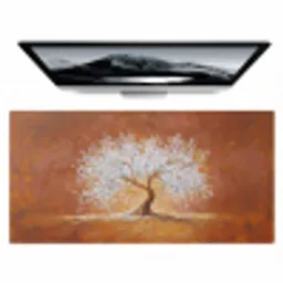 Abstract - Boom - Wit - Bladeren Muismat XXL klein -zzz3d