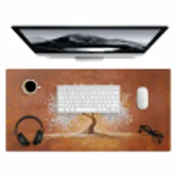 Abstract - Boom - Wit - Bladeren Muismat XXL klein -3d