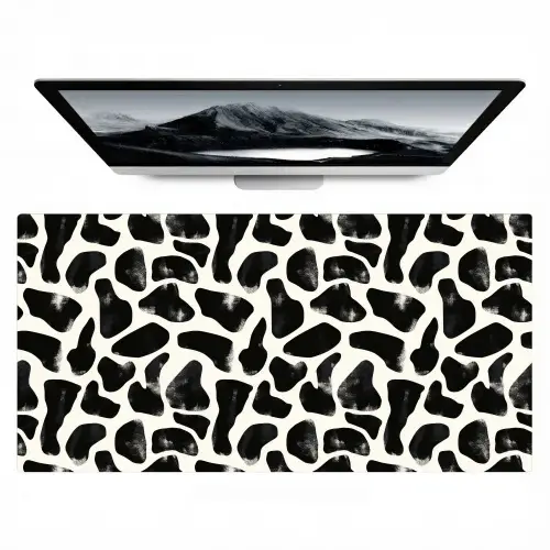 Dierenpatroon - Vlekken - Zwart - Wit Muismat XXL klein 681 -zzz3d