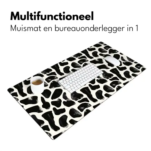 Dierenpatroon - Vlekken - Zwart - Wit Muismat XXL klein 681 -sfeer4