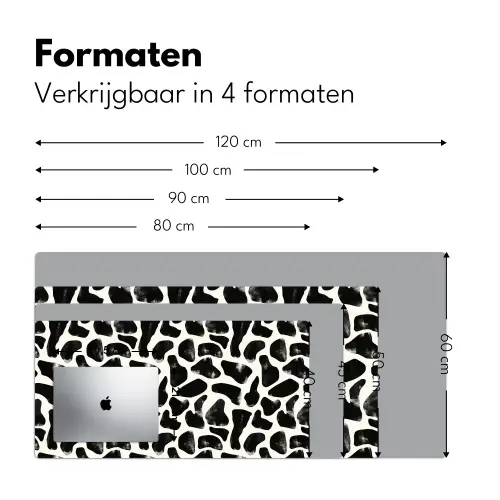 Dierenpatroon - Vlekken - Zwart - Wit Muismat XXL klein 681 -sfeer5