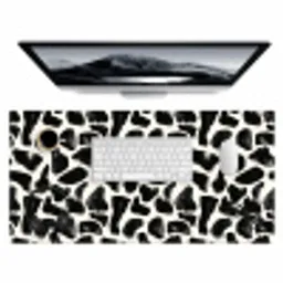 Dierenpatroon - Vlekken - Zwart - Wit Muismat XXL klein 681 -3d