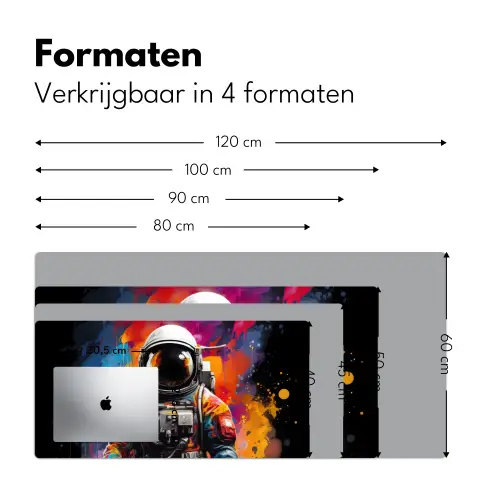 Astronaut - Graffiti - Zwart - Kleuren Muismat XXL klein -sfeer5