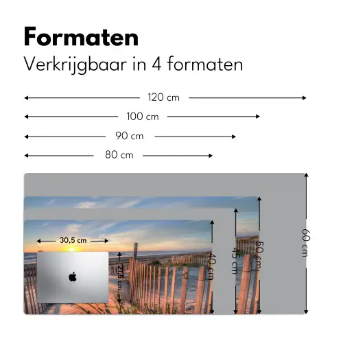 Strand - Zee - Duin - Zonsondergang - Landschap Muismat XXL klein -sfeer5