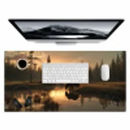 Beer - water - Bos - Ochtendlicht Muismat XXL klein -3d
