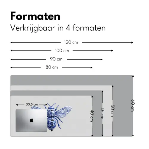 Bij - Modern - Delfts - Blauw Muismat XXL klein -sfeer5