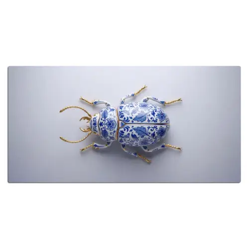 Kever - Delfts - Blauw - Goud Muismat XXL klein -3d_leeg