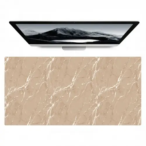 Beige - Marmer - Organisch - Wit Muismat XXL klein 681 -zzz3d