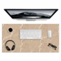 Beige - Marmer - Organisch - Wit Muismat XXL klein 681 -3d