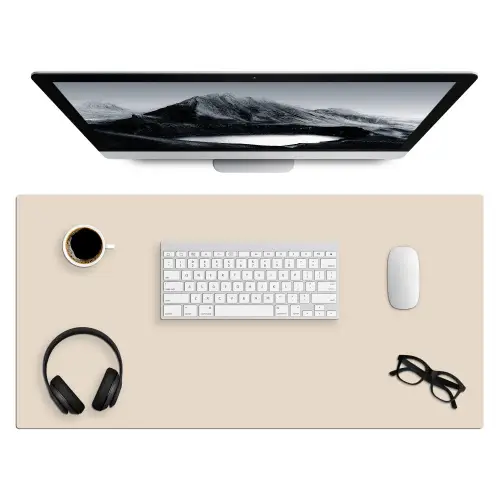Beige - Effen kleur Muismat XXL klein -3d