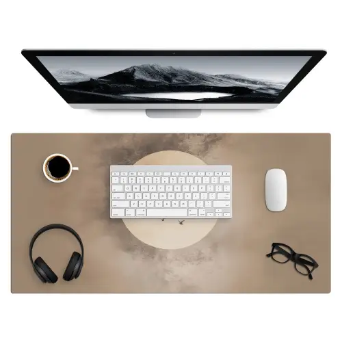 Vogel - Beige - Japandi Muismat XXL klein -3d