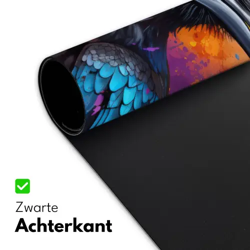 Vogel - Kraai - Graffiti - Zwart - Dieren Muismat XXL klein -sfeer2