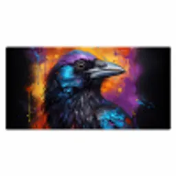 Vogel - Kraai - Graffiti - Zwart - Dieren Muismat XXL klein -3d_leeg
