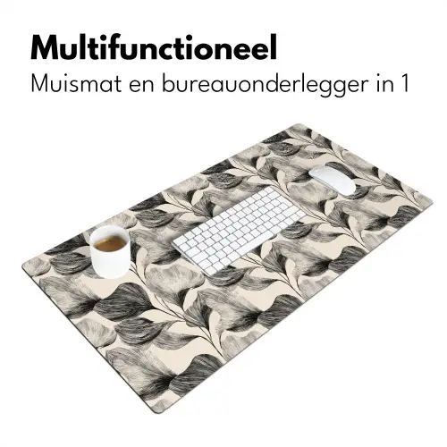 Botanisch - Bladeren - Zwart Muismat XXL klein 681 -sfeer4