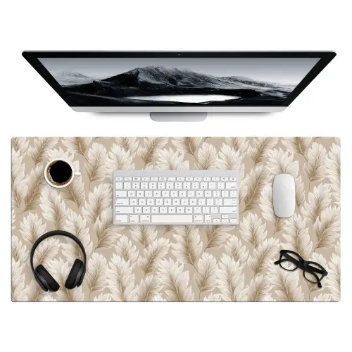 Botanisch - Patroon - Beige Muismat XXL klein 681 -3d