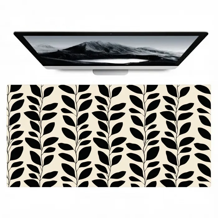 Botanisch - Dessin - Zwart - Beige Muismat XXL klein 681 -zzz3d