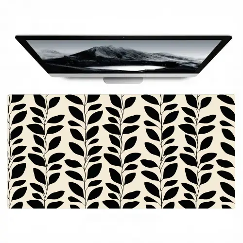 Botanisch - Dessin - Zwart - Beige Muismat XXL klein 681 -zzz3d