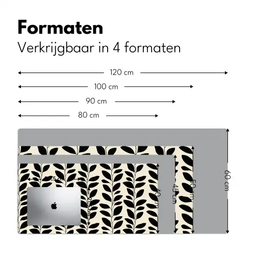 Botanisch - Dessin - Zwart - Beige Muismat XXL klein 681 -sfeer5
