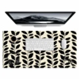 Botanisch - Dessin - Zwart - Beige Muismat XXL klein 681 -3d