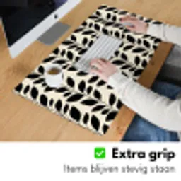 Botanisch - Dessin - Zwart - Beige Muismat XXL klein 681 -sfeer3