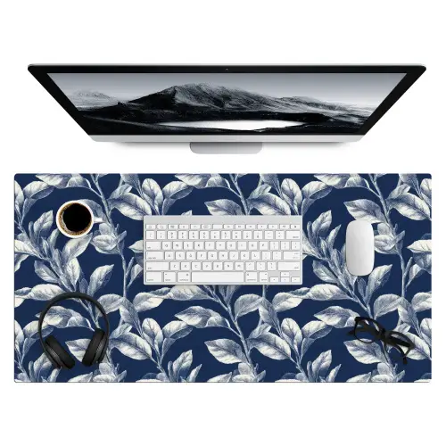 Botanisch - Patroon - Blauw Muismat XXL klein 681 -3d